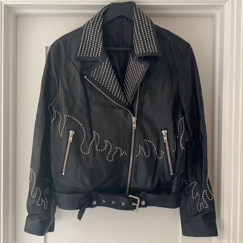 Revolve Flame Studded Leather Jacket